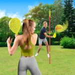 Swingball Classic Original - Outdoor-Spiel mit Tennisball & 2 Schlägern, Rot & Gelb, Für alle ab 5 Jahren – Bild 2