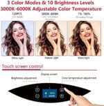 LED-Ringlicht mit Stativständer, Selfie-Ringlicht, 48,3 cm, LCD-Display, Touchscreen, dimmbares Licht für Make-up