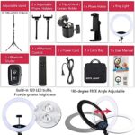 LED-Ringlicht mit Stativständer, Selfie-Ringlicht, 48,3 cm, LCD-Display, Touchscreen, dimmbares Licht für Make-up