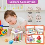6-in-1 Montessori Baby-Spielzeug - Sensorisches Motorikset für 6-12 Monate - Stapelblöcke, Ringe, passende Eier & Saugnapf-Kreisel
