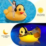 DeeprBetter Aufblasbare Ente mit Solarlichtern – Poolschwimmer für Erwachsene, mit Getränkehalter & Griffen