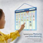 LIKARTO Wochenplaner Kinder - Montessori Magnettafel inkl. 198 Magnete & Kordel - Komplett beschreib- und abwischbar - Förderung der Selbstständigkeit