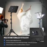 2er-Set LED Videolicht – 25×20 cm, 15W, dimmbar (2800–6500K), inkl. 160 cm Stativ, Typ-C Adapter & Ladegerät