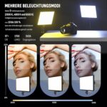 2er-Set LED Videolicht – 25×20 cm, 15W, dimmbar (2800–6500K), inkl. 160 cm Stativ, Typ-C Adapter & Ladegerät