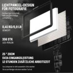 2er-Set LED Videolicht – 25×20 cm, 15W, dimmbar (2800–6500K), inkl. 160 cm Stativ, Typ-C Adapter & Ladegerät