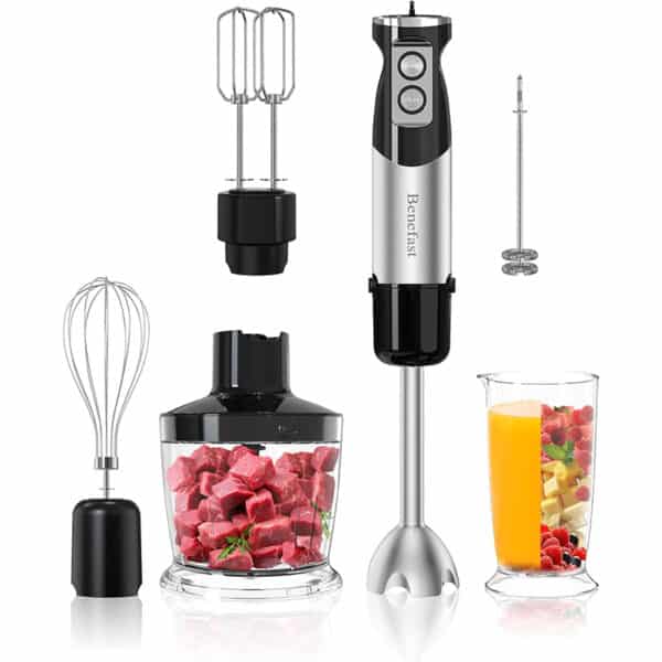 Benefast Elektrische Stabmixer 6 in 1 Stainless Steel Pürierstab Set