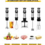Benefast Elektrische Stabmixer 6 in 1 Stainless Steel Pürierstab Set