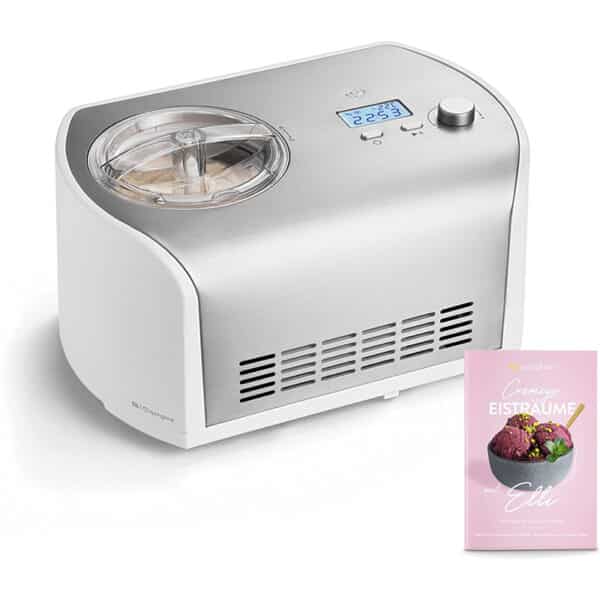 SPRINGLANE Eismaschine Elli 1,2 L mit Selbstkühlkompressor, Edelstahl, Rezeptheft