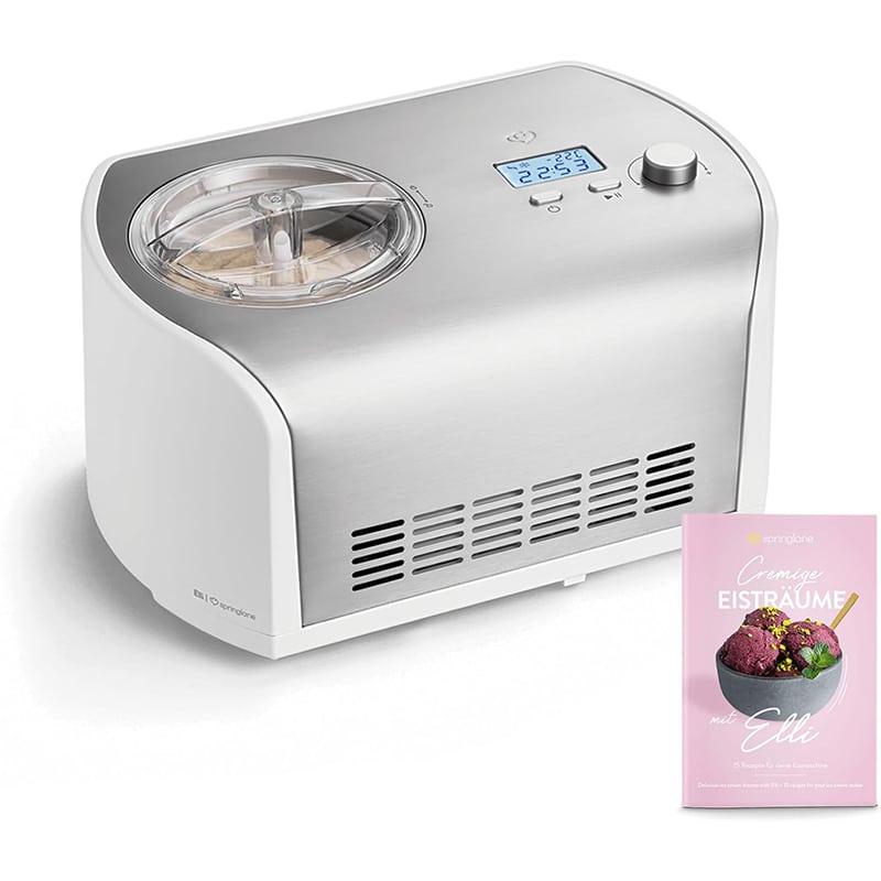 Eismaschine 1 SPRINGLANE Eismaschine Elli 1,2 L mit Selbstkühlkompressor, Edelstahl, Rezeptheft
