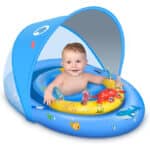 LAYCOL Schwimmring Baby mit UPF50+ Sonnenschutzdach & Spielzeug