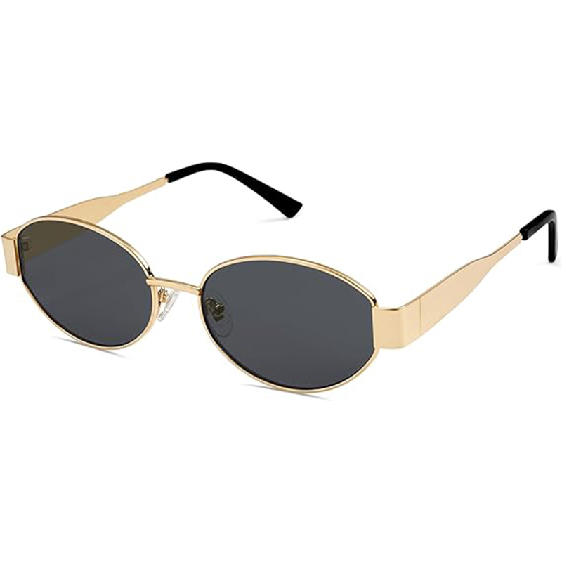 SOJOS Retro Sonnenbrille Damen Herren Oval Metal Trendy Classic UV400 Schutz Sonnenbrillen