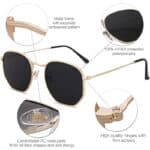 SOJOS Polygon Sonnenbrille Unisex Polarisiert & Verspiegelt