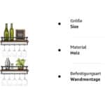 Mkono Wandmontierte Weinregale 2er Set