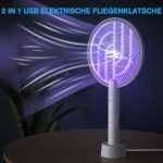 PALONE Elektrische Fliegenklatsche 2024, 3000V Elektro-Mückenklatsche & UV-Mückenlampe, 2-in-1 USB Insektenvernichter