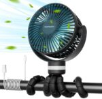 Momcozy Tragbarer Clip-Ventilator, 8000 mAh, 27h Laufzeit, 360° drehbar, LED, USB