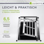Juskys Alu Hundetransportbox – Robuste & Pflegeleichte Auto-Hundebox mit Verschliessbarer Gittertür