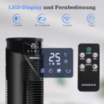 Aigostar Leiser Turmventilator, 4 Modi, 3 Geschwindigkeiten, 12H Timer, 65° Oszillation, Fernbedienung, Energiesparend, Schwarz