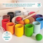 Ulanik Montessori Holzkugeln - Spielzeug für Kleinkinder ab 1 Jahr, 12 Holzkugeln Bunt