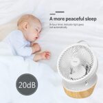 4UMOR Leiser Tischventilator, 20dB, 12 Geschwindigkeiten, 3D Zirkulation, 8H Timer
