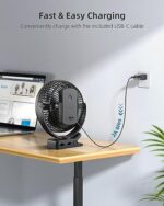 Koonie 20cm Clip-On-Ventilator, USB, 10.000 mAh Akku, 4 Geschwindigkeiten