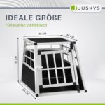 Juskys Alu Hundetransportbox – Robuste & Pflegeleichte Auto-Hundebox mit Verschliessbarer Gittertür
