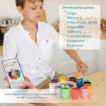 Ulanik Montessori Holzkugeln - Spielzeug für Kleinkinder ab 1 Jahr, 12 Holzkugeln Bunt