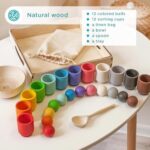 Ulanik Montessori Holzkugeln - Spielzeug für Kleinkinder ab 1 Jahr, 12 Holzkugeln Bunt