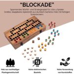 LOGOPLAY Blockade - Würfelspiel - Strategiespiel - Gesellschaftsspiel - Brettspiel aus Holz mit faltbarem Spielbrett