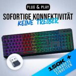 KLIM Chroma Wireless Gaming-Tastatur – Kabellos, Ergonomisch, Wasserdicht, RGB, für PC/PS4/PS5/Mac