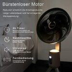 YOKEKON Leiser 3-in-1 Ventilator, Akku, Fernbedienung
