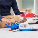 PAW PATROL, Aqua Pups – Whale Patroller, Teamfahrzeug mit Basis Fahrzeug von Chase und Welpenfigur, Abschussvorrichtung für Basis Fahrzeug, Spielzeug geeignet