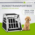 Juskys Alu Hundetransportbox – Robuste & Pflegeleichte Auto-Hundebox mit Verschliessbarer Gittertür