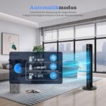 Aigostar Leiser Turmventilator, 4 Modi, 3 Geschwindigkeiten, 12H Timer, 65° Oszillation, Fernbedienung, Energiesparend, Schwarz