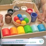 Ulanik Montessori Holzkugeln - Spielzeug für Kleinkinder ab 1 Jahr, 12 Holzkugeln Bunt