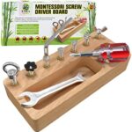 Panda Brothers Montessori Schraubbrett - Holz Lernspielzeug ab 3 - Motorik & Sensorik