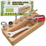 Panda Brothers Montessori Schraubbrett - Holz Lernspielzeug ab 3 - Motorik & Sensorik