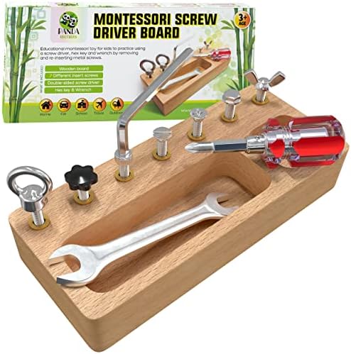 51jeVjebwxL._AC_.jpg Panda Brothers Montessori Schraubbrett - Holz Lernspielzeug ab 3 - Motorik & Sensorik