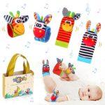 Baby Rasseln Set – 4-teiliges Plüsch-Spielzeug für Füsse und Handgelenke, ideal für Neugeborene