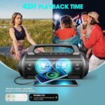 W-KING 70W Bluetooth Lautsprecher, 120W Peak, LED, IPX6, 42H, Powerbank