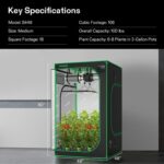 VivosunS108 10x10 Gewächshaus, hochreflektierendes Mylar mit Überwachungsfenster und Bodenwanne für Hydrokulturen