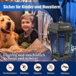 PALONE Solar Insektenvernichter 4500V, Wiederaufladbar 2600mAh, USB-C, UV-Mückenlampe für Camping & Garten – Bild 6