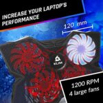 KLIM Cobra Laptop Kühler 2024 – Leistungsstark, Schnell & Belüftet mit 4 Lüftern für PC, Notebook & PS4