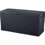 Koll Living Kissenbox 270L Graphit – Wasserdicht, Belüftet, Holzoptik, Belastbar bis 250kg