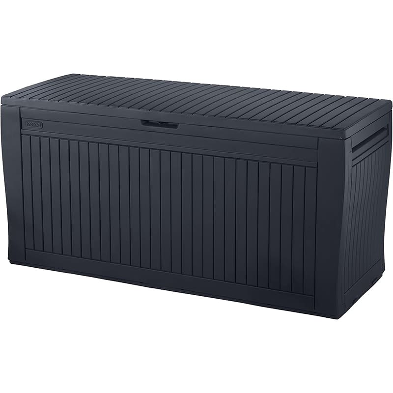 Koll Living Kissenbox 270L Graphit – Wasserdicht, Belüftet, Holzoptik, Belastbar bis 250kg