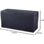 Koll Living Kissenbox 270L Graphit – Wasserdicht, Belüftet, Holzoptik, Belastbar bis 250kg
