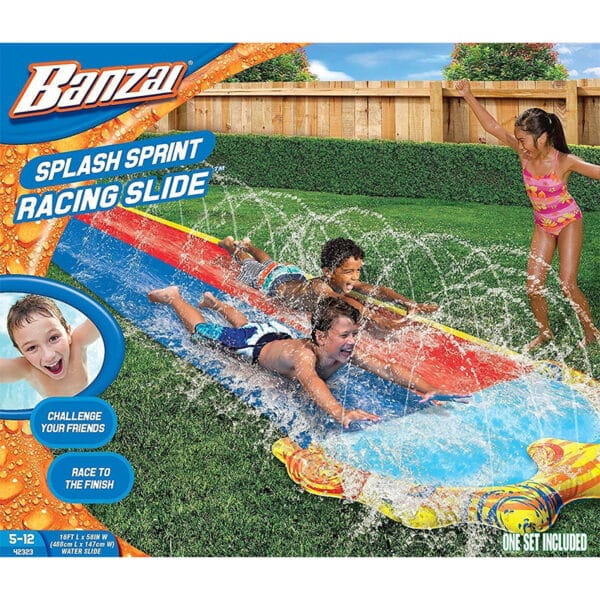 Banzai Splash Sprint Racing Slide, 488 cm L x 147 cm