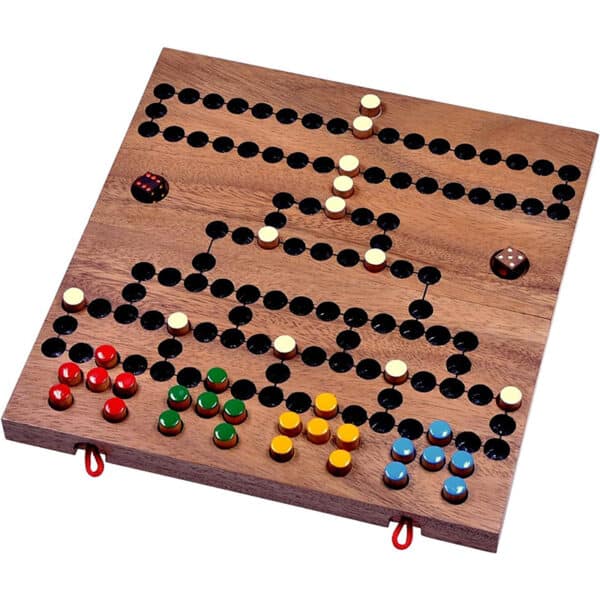 LOGOPLAY Blockade - Würfelspiel - Strategiespiel - Gesellschaftsspiel - Brettspiel aus Holz mit faltbarem Spielbrett