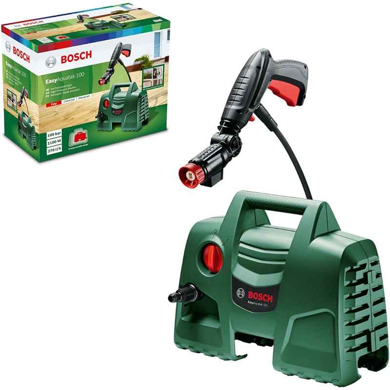 Bosch Hochdruckreiniger EasyAquatak 100 (360° Düse inkl. Reinigungsmitteltank, 5 m Kabel, 3 m Schlauch, Karton, 1100 Watt, Druck: 100 bar, max. Fördermenge: 270 l/h)