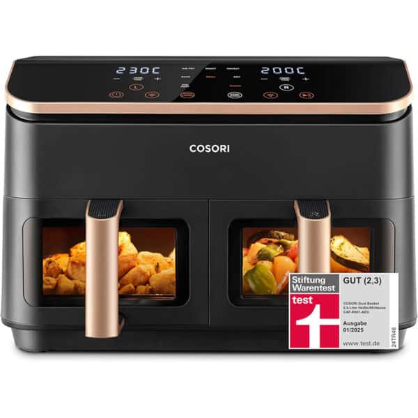 COSORI Dual Airfryer 8,5 L – Testsieger mit 2 Kammern & Sichtfenster