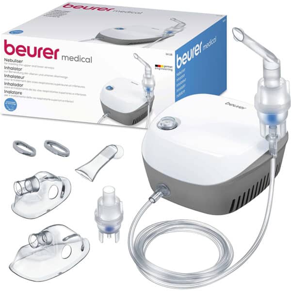 Beurer IH 18 Inhalator mit Kompressor-Drucklufttechnologie zur Behandlung der oberen und unteren Atemwege, für Erwachsene und Kinder geeignet